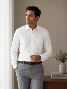 Arvind Easy Care 100% Pure Cotton Solid Formal Shirt – White