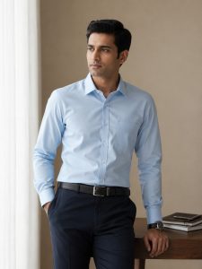 Arvind Satin Finish 100% Pure Cotton Solid Formal Shirt – Sky Blue