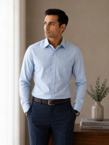 Arvind Oxford 100% Pure Cotton Solid Formal Shirt – Sky Blue